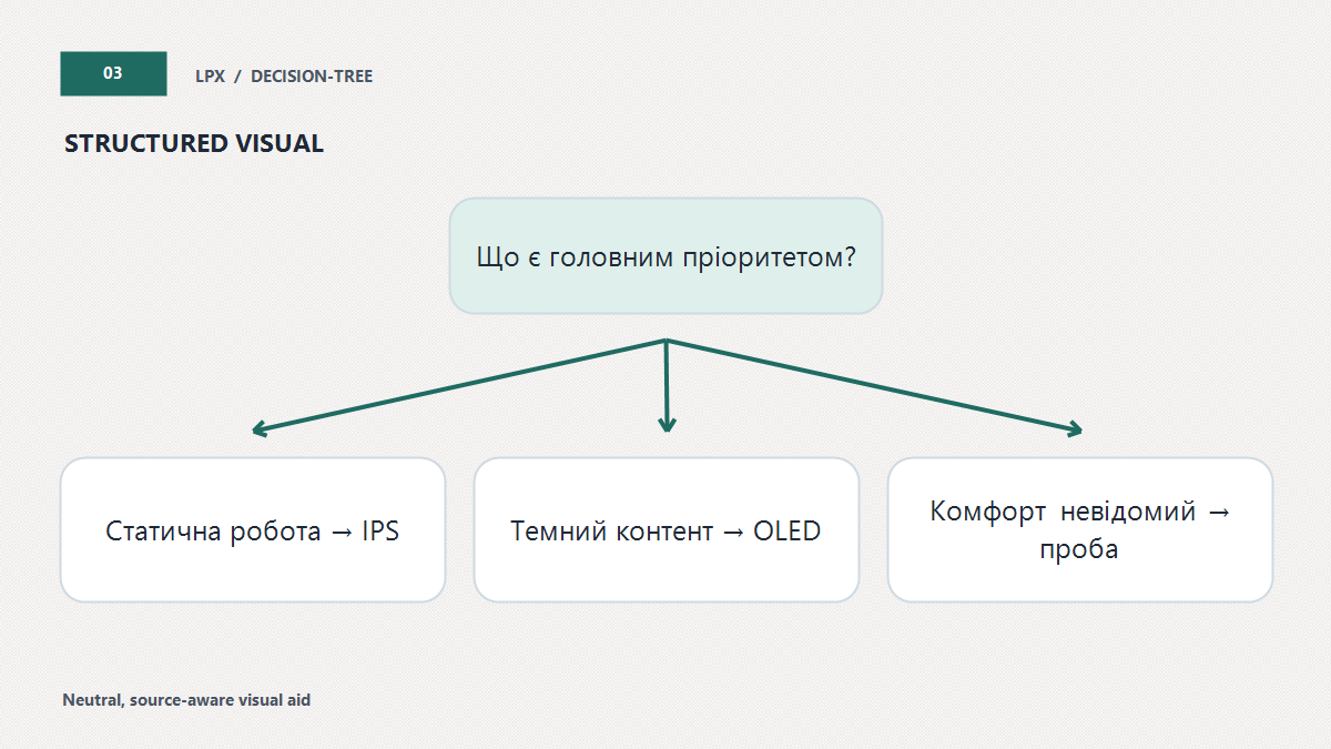 Дерево вибору OLED або IPS