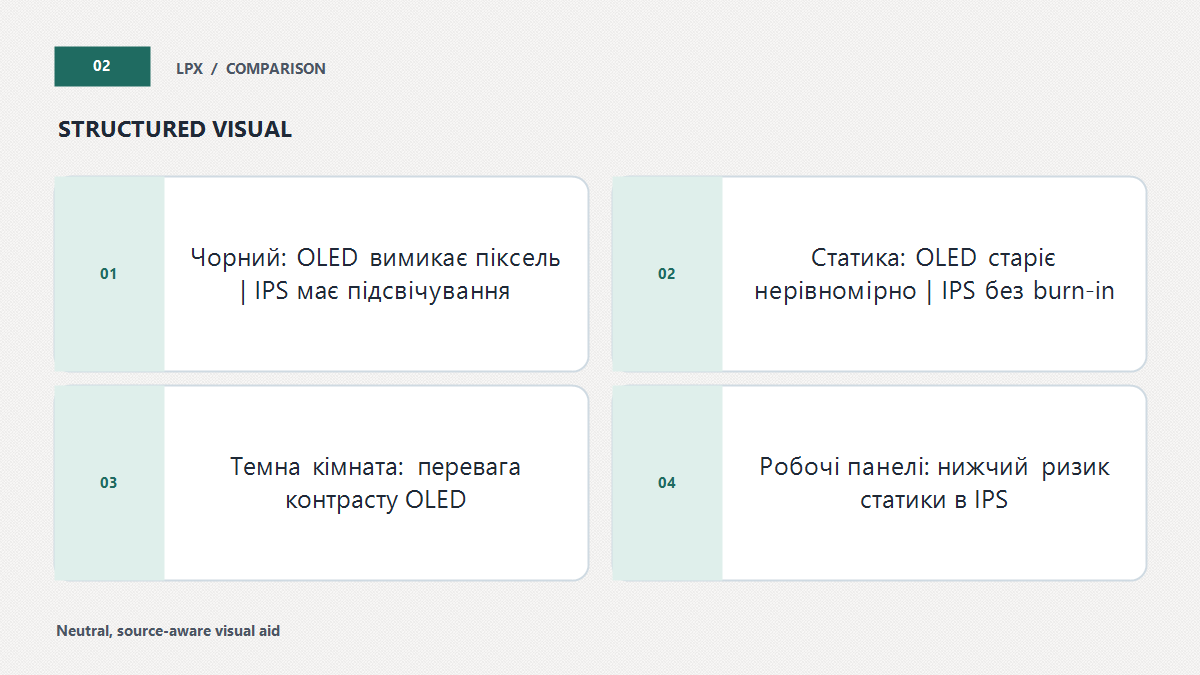 OLED та IPS за однаковими осями